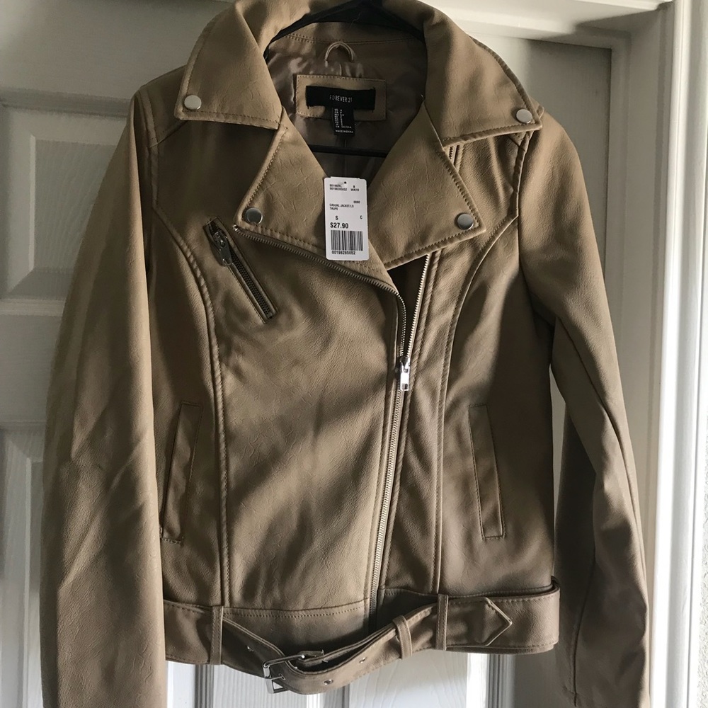Never worn forever 21 cream leather jacket